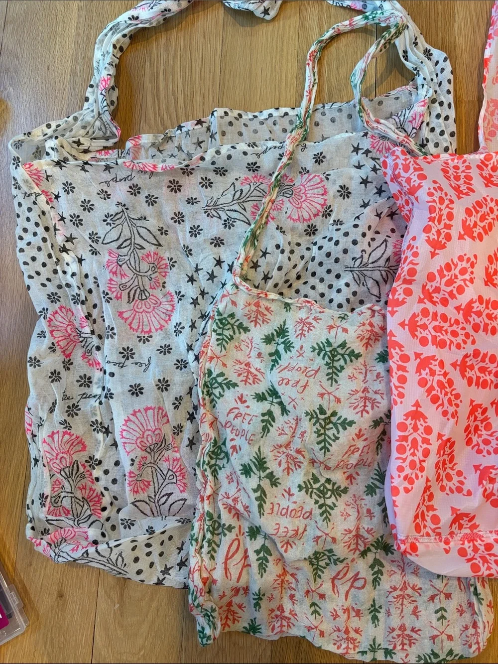 Free People Reusable Bags Boho Totes Set of Three